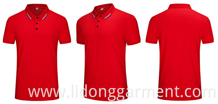 LiDong Custom Cheap Polo Golf T-shirts New Design Men's Red And Black Collar Polo T Shirts Wholesale